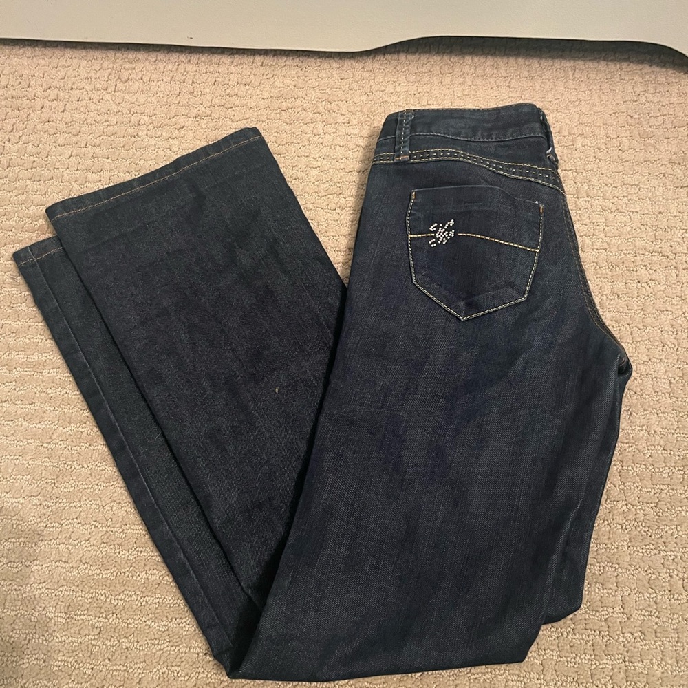 Vintage Y2K Dark Blue Low Rise Flared Denim Jeans